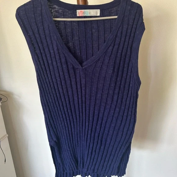 Navy Blue Ribbed Knit Set - Picture 3 of 6